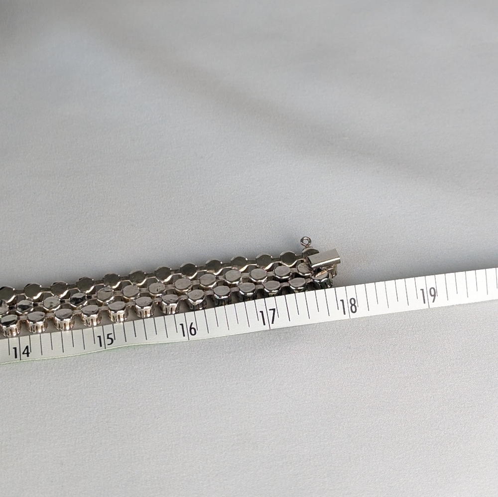 Vintage Crystal Rhinestone Necklace Three Strand Collar Silver Sparkly Art Deco - Picture 5 of 7